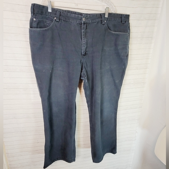 DULUTH TRADING CO BLACK DENIM JEANS, SZ 46x32 - Picture 2 of 12